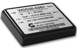 WDD20-15D3, DC/DC конвертер серии WDD20 мощностью 20 Ватт